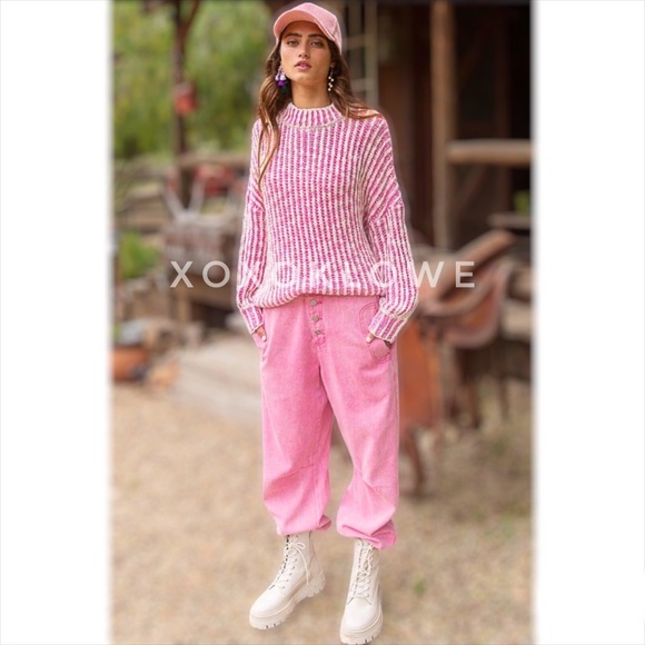 POL Barbie Pink Striped Turtleneck Sweater Relaxed Fit - Picture 6 of 13